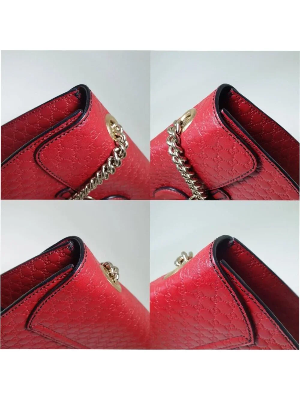 Authentic Gucci Emily Microguccissima Red Leather Chain Shoulder Bag - Picture 4 of 12